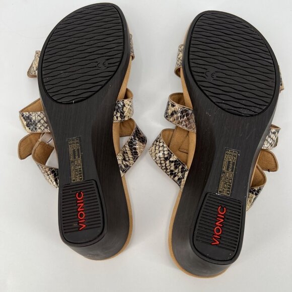 Vionic Radia Triple Strap Wedge Slide Sandals Snakeskin Snake Size‎ 9 - Picture 9 of 11